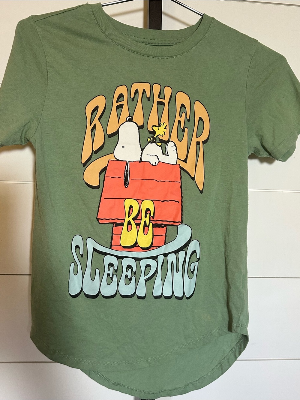 Snoopy 'Rather Be Sleeping' Graphic Tee - Olive Green